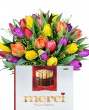 Красивый весенний букет - тюльпаны для доставки