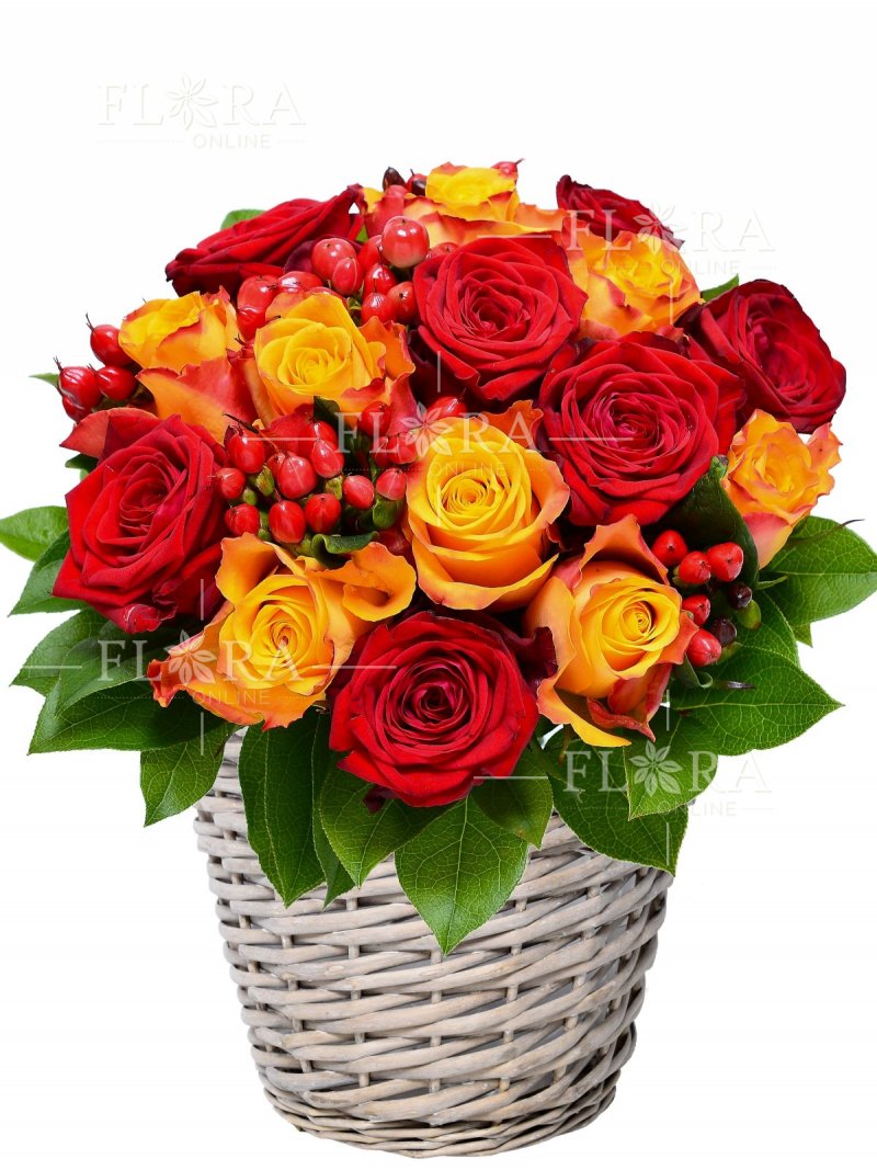 Красивая цветочная корзина - флора онлайн