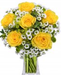Желтая роза + Сантини: цветы онлайн
